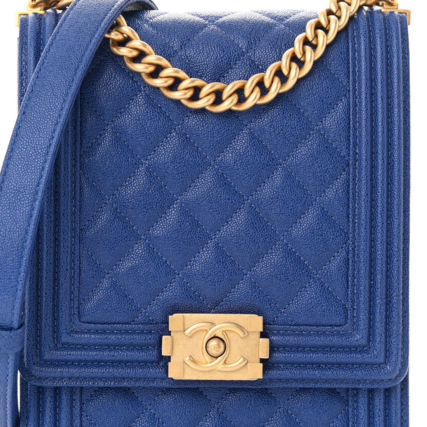 Chanel Caviar Quilted North South Boy Flap Blue 8 of 10