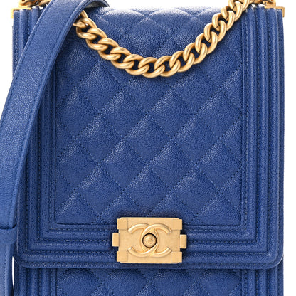 Chanel Caviar Quilted North South Boy Flap Blue 8 of 10