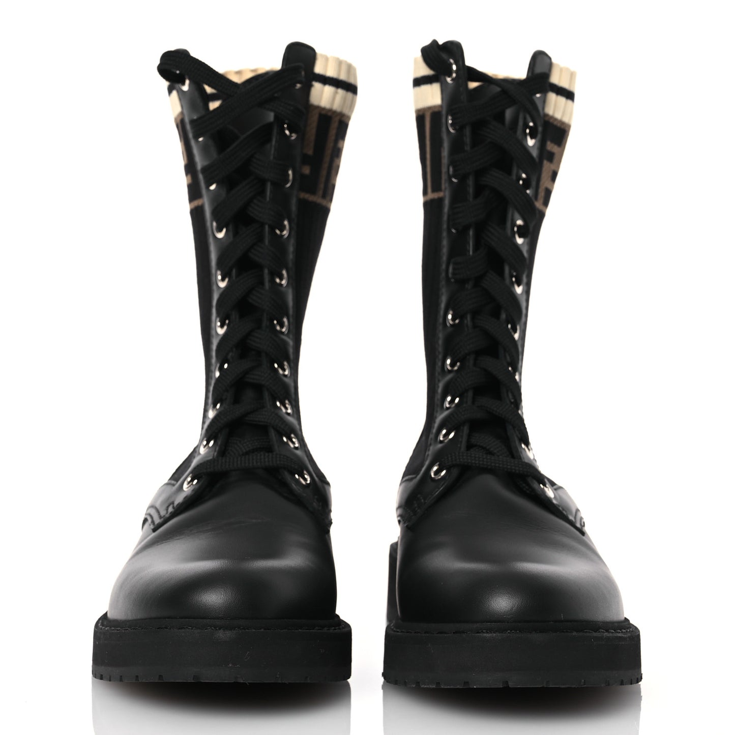 Calfskin Stretch Fabric Rockoko Biker Boots 36 Tobacco Black Marino