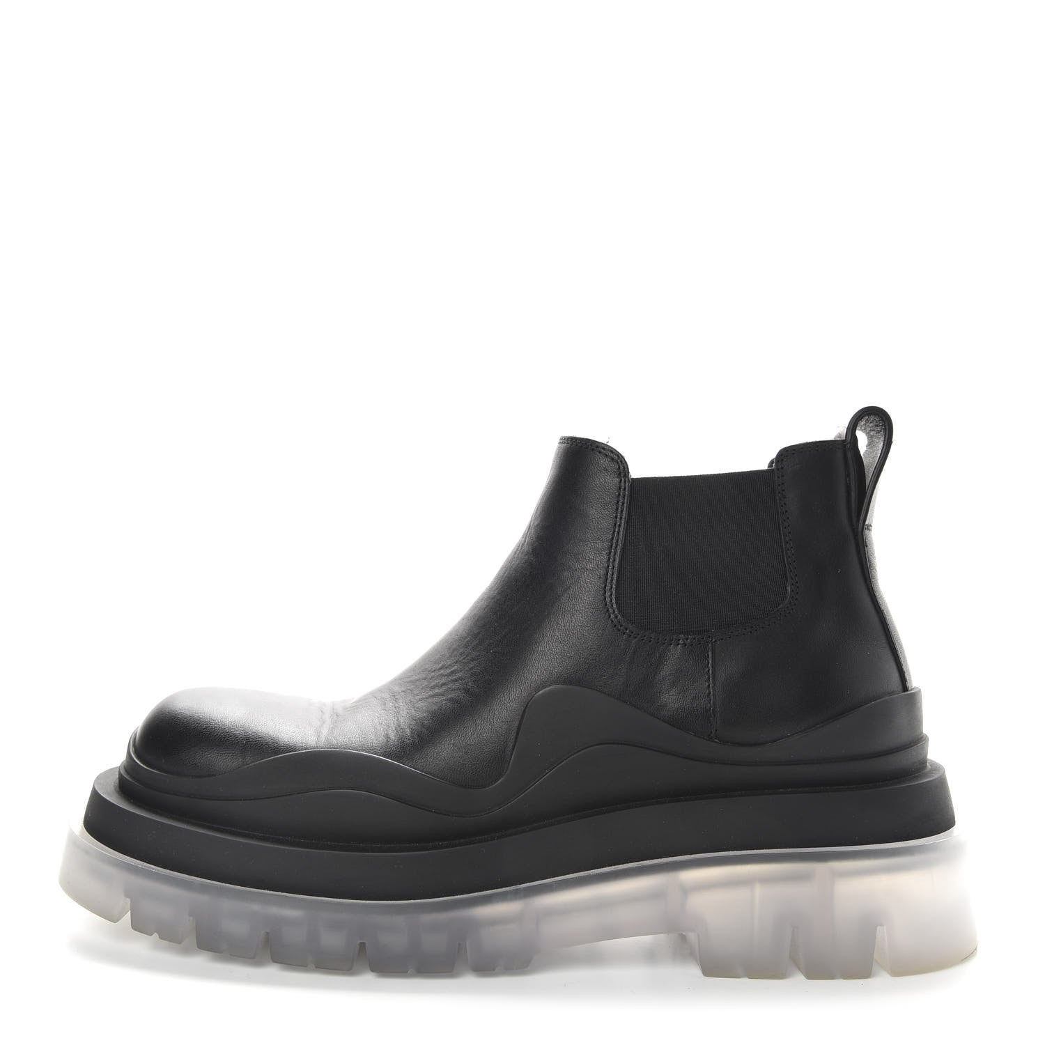 Bottega Veneta Calfskin The Tire Cropped Chelsea Short Boots 36 Black Transparent 1 of 9