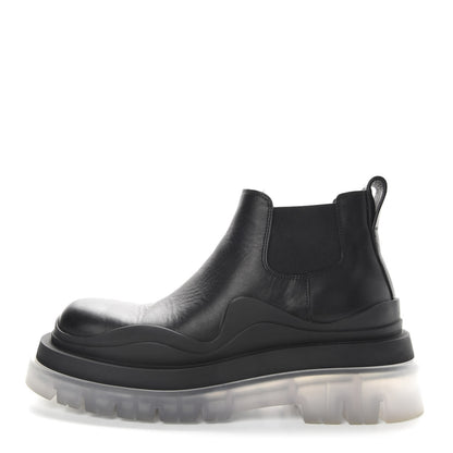 Bottega Veneta Calfskin The Tire Cropped Chelsea Short Boots 36 Black Transparent 1 of 9