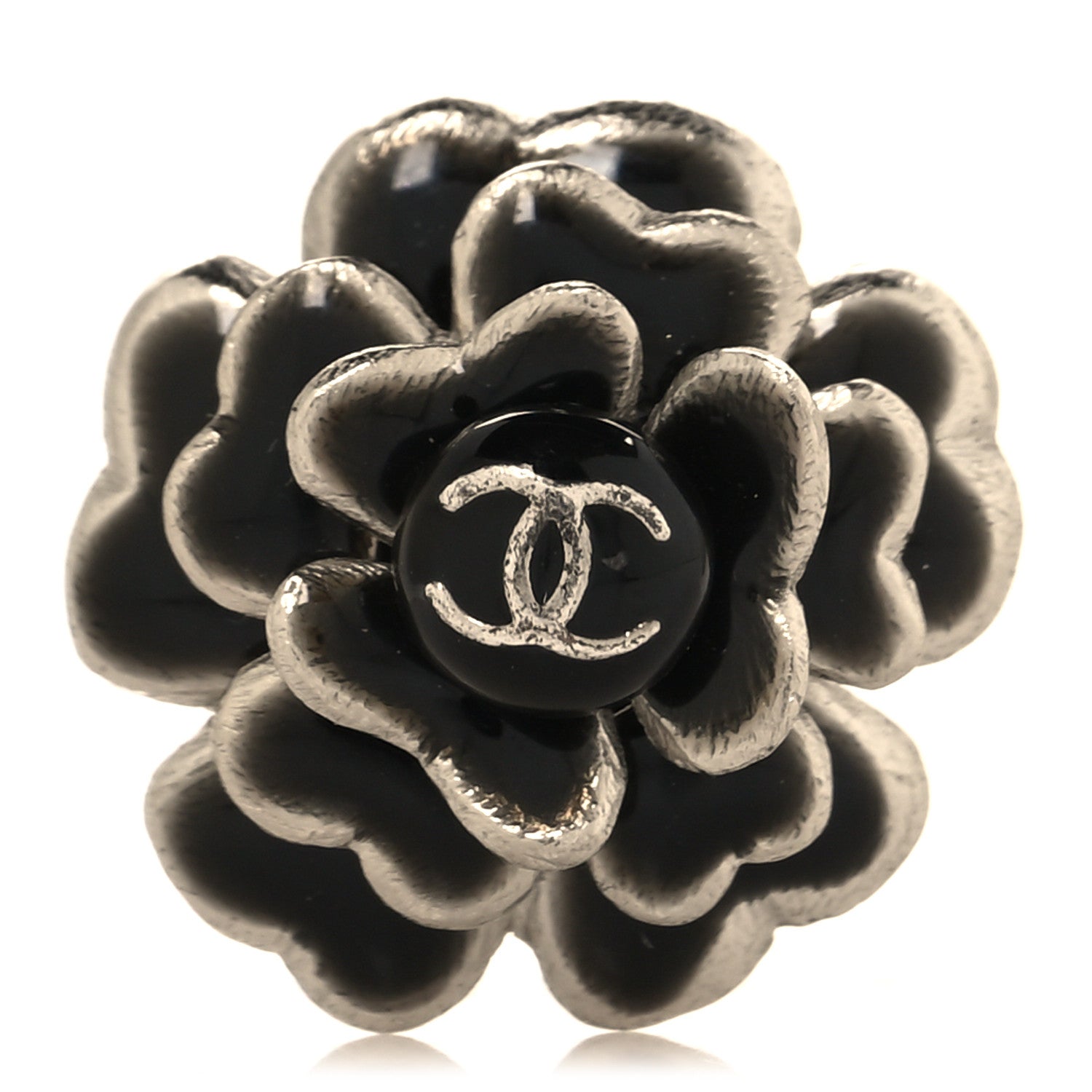 Chanel Enamel CC Camellia Brooch Pin Black 1 of 3