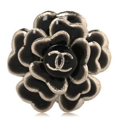 Chanel Enamel CC Camellia Brooch Pin Black 1 of 3