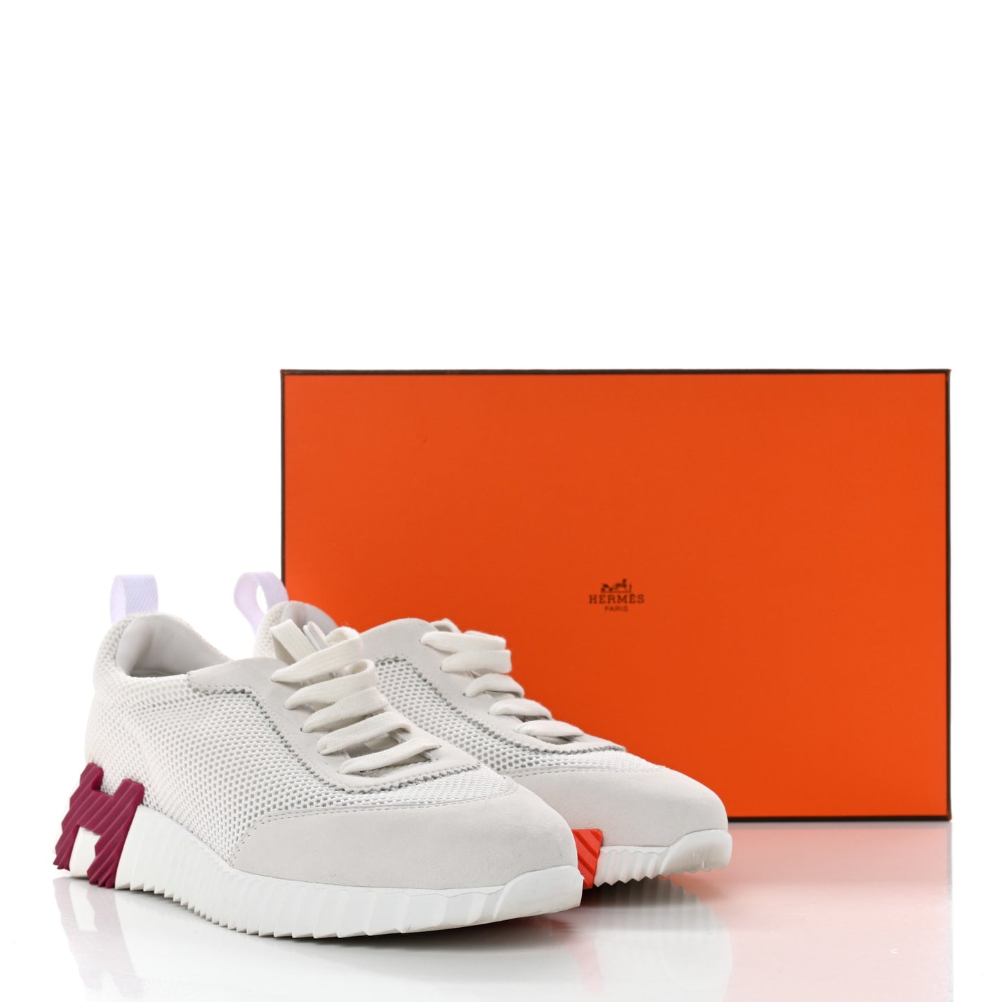 Air Mesh Suede Goatskin Bouncing Sneakers 37 White Orange Pink