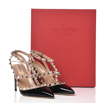 Valentino Garavani Patent Nappa Rockstud Ankle Strap 100mm Pumps 37.5 Black Poudre 9 of 9
