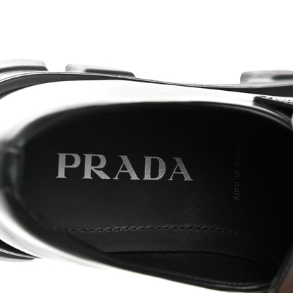 Prada Spazzolato Rois Metal Triangle Logo Monolith 55mm Loafers 37.5 Black 7 of 12