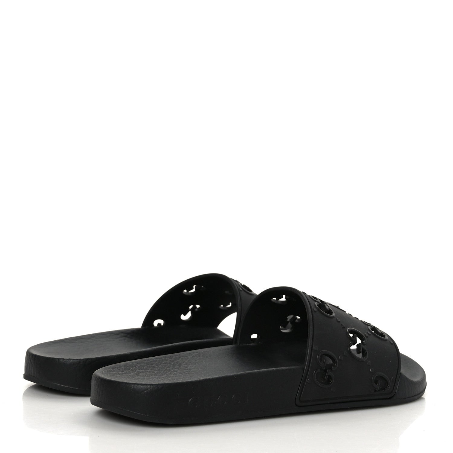 Gucci Rubber GG Monogram Perforated Womens Slide Sandals 38 Black 4 of 6