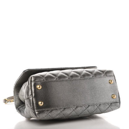 Chanel Metallic Caviar Quilted Mini Coco Handle Flap Silver 4 of 10