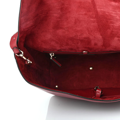 Valentino Garavani Calfskin Medium Rockstud Demilune Double Handle Satchel Rubino 4 of 4