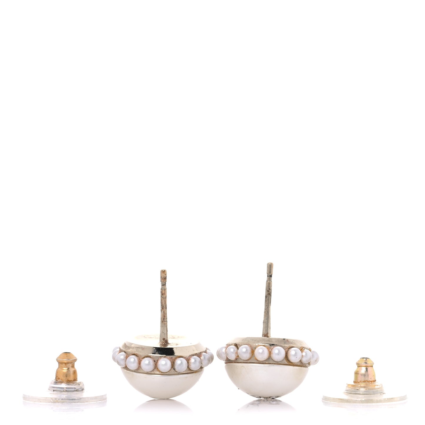 Pearl CC Round Earrings Light Gold