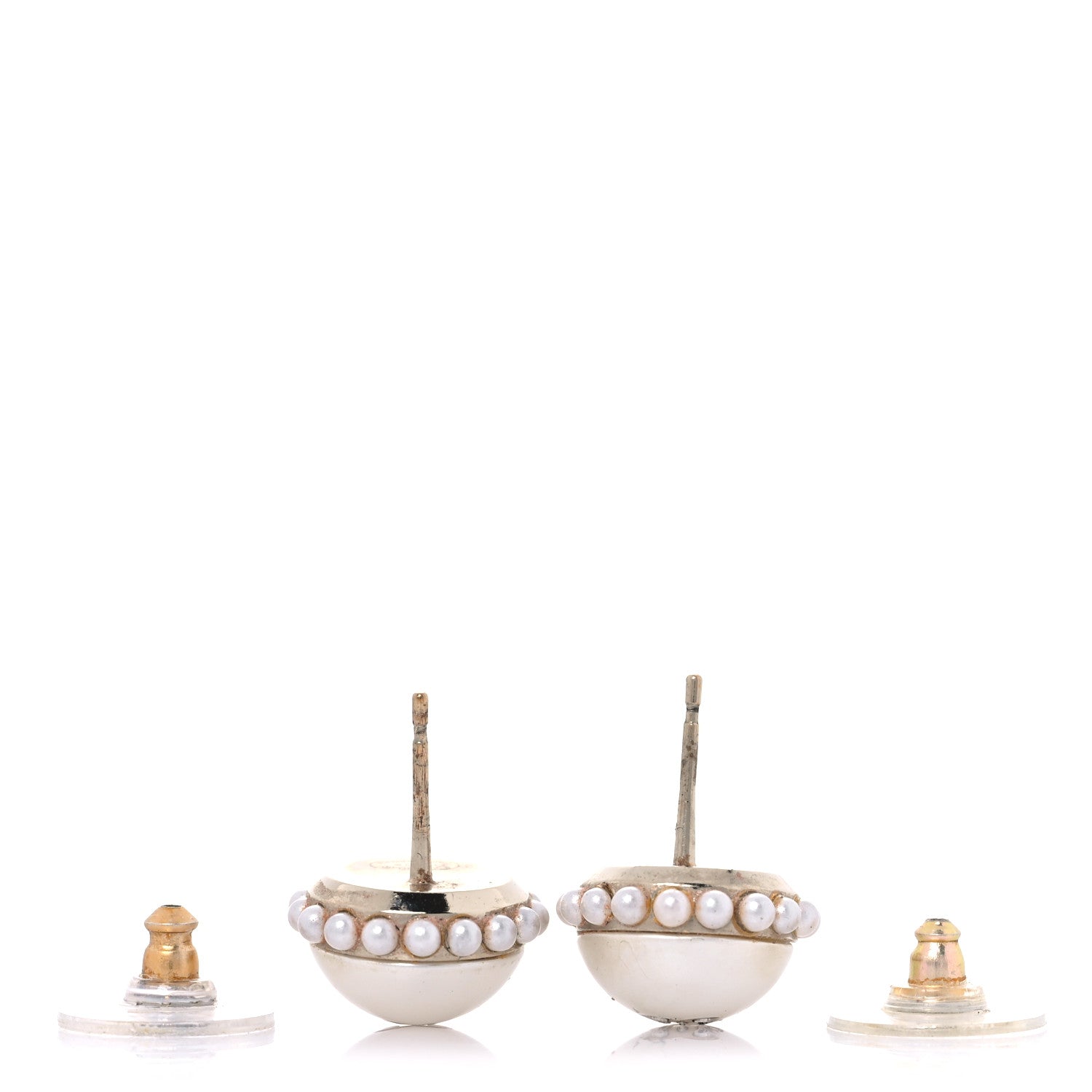 Chanel Pearl CC Round Earrings Light Gold 3 of 5