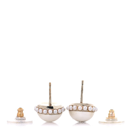 Chanel Pearl CC Round Earrings Light Gold 3 of 5