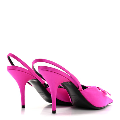 Balenciaga Satin Pointed Toe Knife Slingback Mules 38.5 Rose Fuchsia 5 of 9