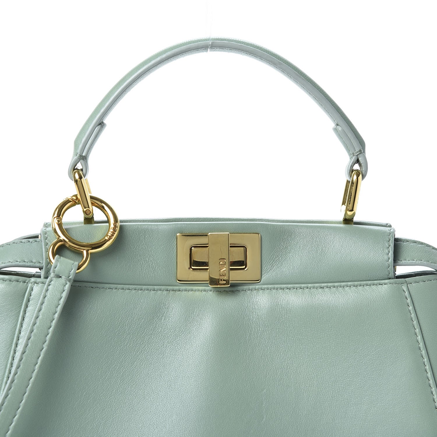Fendi Nappa Mini Peekaboo Iconic Satchel Menta 9 of 9