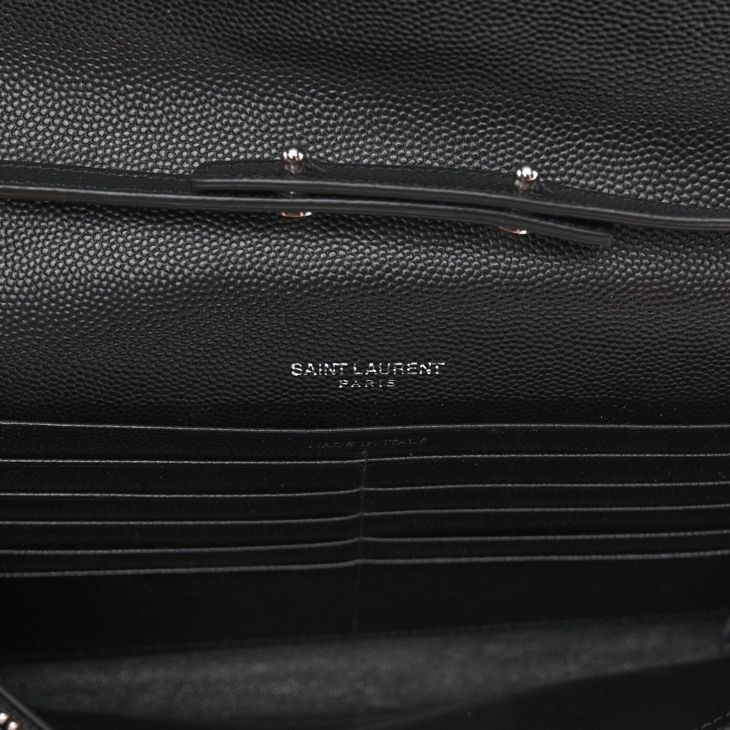 Saint Laurent Grain De Poudre Matelasse Chevron Monogram Chain Wallet Black 6 of 9
