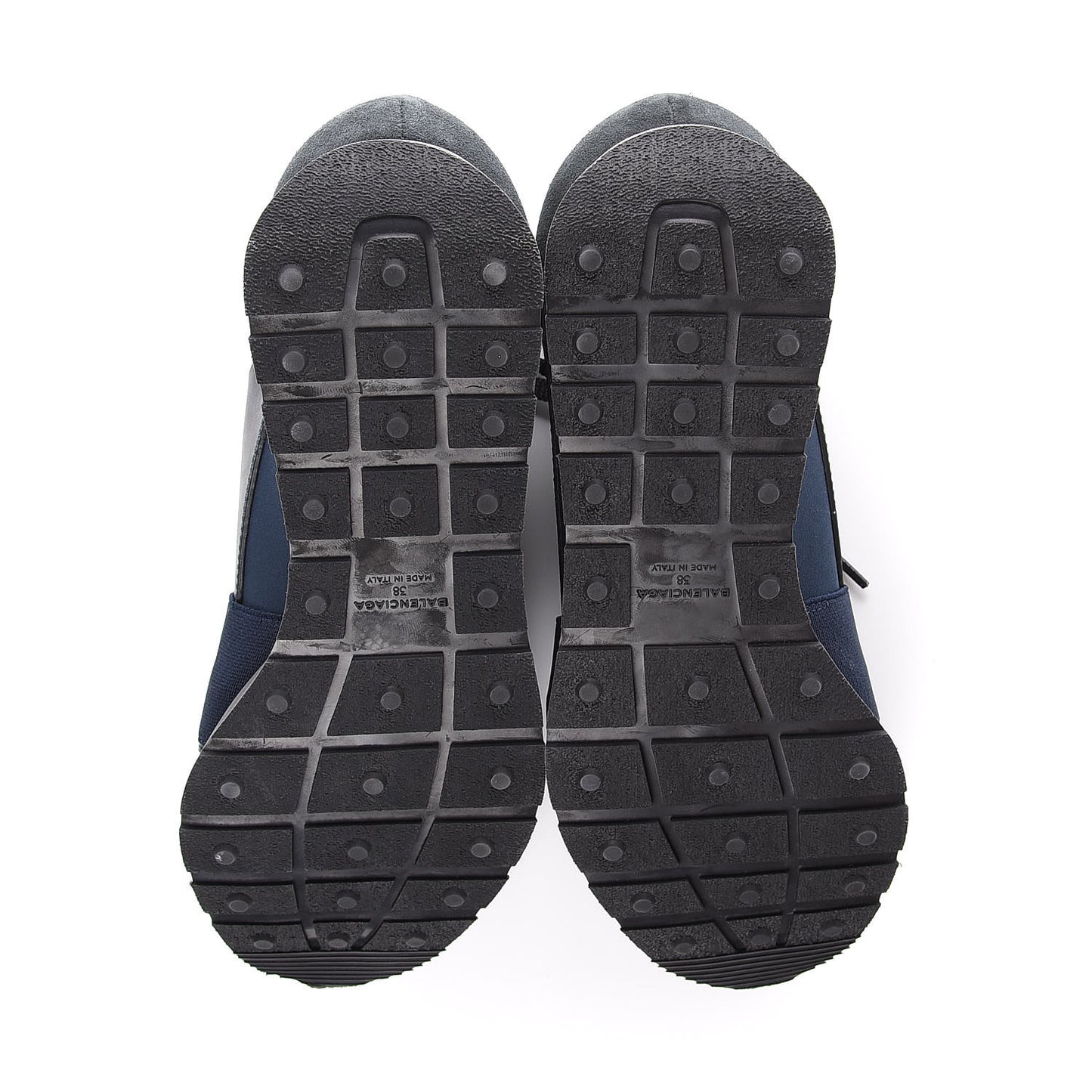 Mesh Calfskin Neoprene Suede Womens Race Runner Sneakers 38 Bleu Nuit