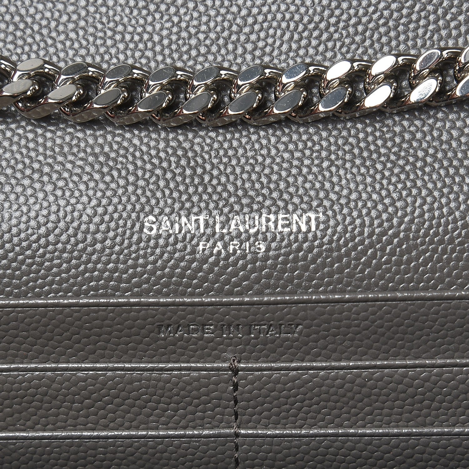 Saint Laurent Grain De Poudre Matelasse Chevron Monogram Chain Wallet Earth 6 of 6
