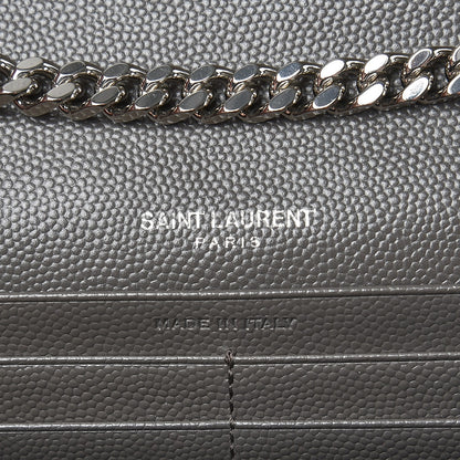 Saint Laurent Grain De Poudre Matelasse Chevron Monogram Chain Wallet Earth 6 of 6