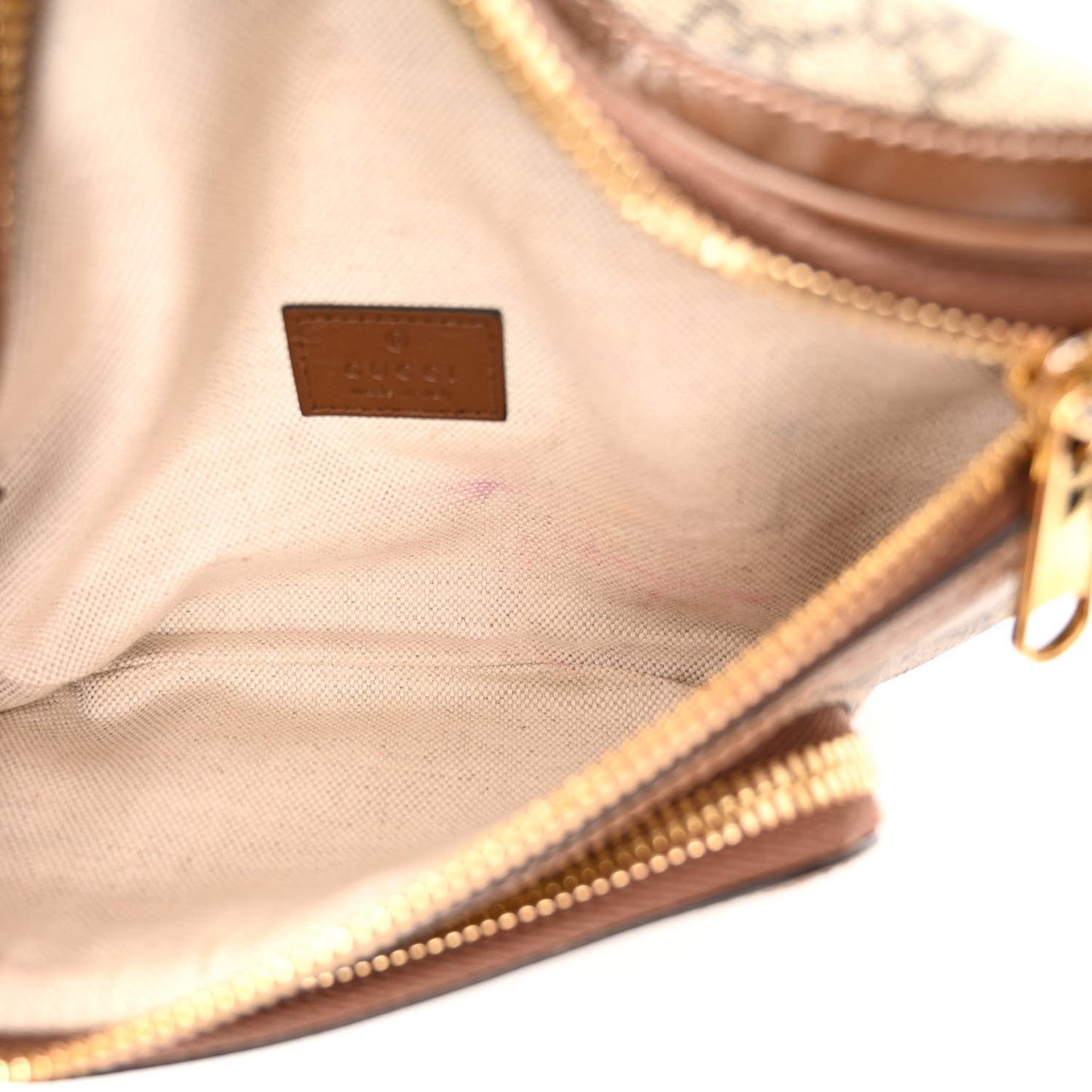 GG Supreme Monogram Textured Calfskin Retro Interlocking G Belt Bag Beige Ebony Brown Sugar