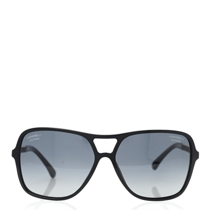 Chanel Metal Calfskin Polarized CC Chain Polarized Pilot Sunglasses 5439-Q Black 2 of 8