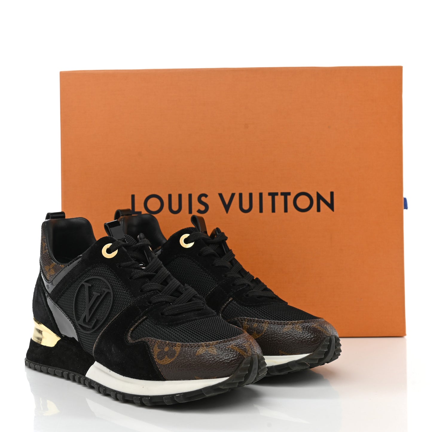 Suede Monogram Run Away Sneakers 35 Black