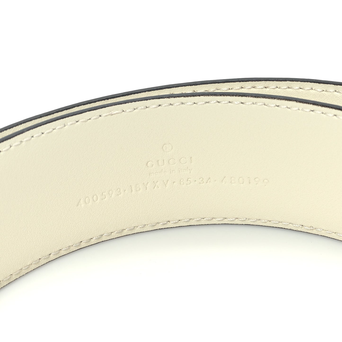 Azalea Calfskin Enamel Monochrome Double G 40mm Belt 85 34 Mystic White