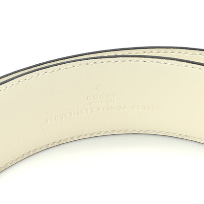 Gucci Azalea Calfskin Enamel Monochrome Double G 40mm Belt 85 34 Mystic White 3 of 5