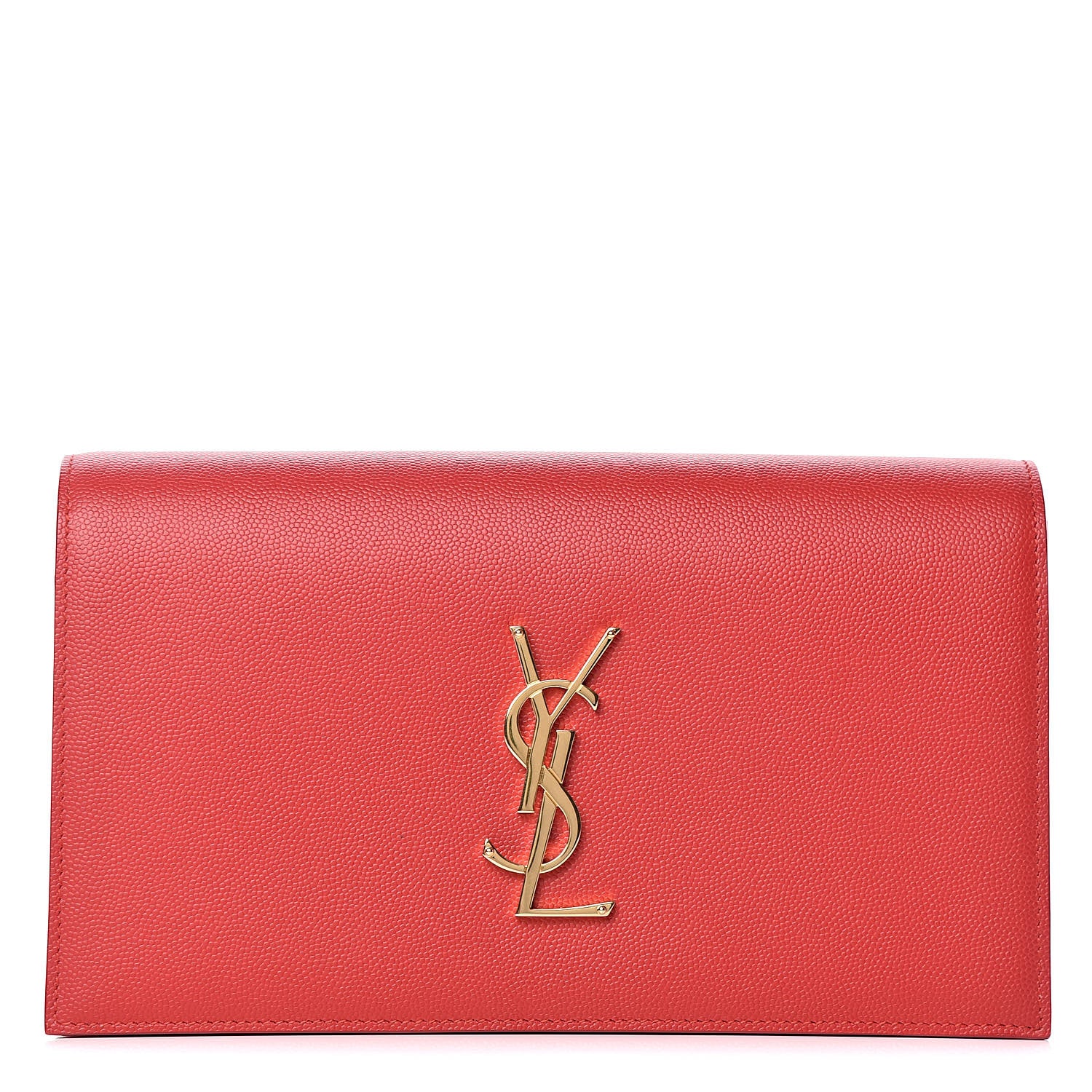 Saint Laurent Grain De Poudre Classic Monogram Kate Clutch New Red 1 of 11