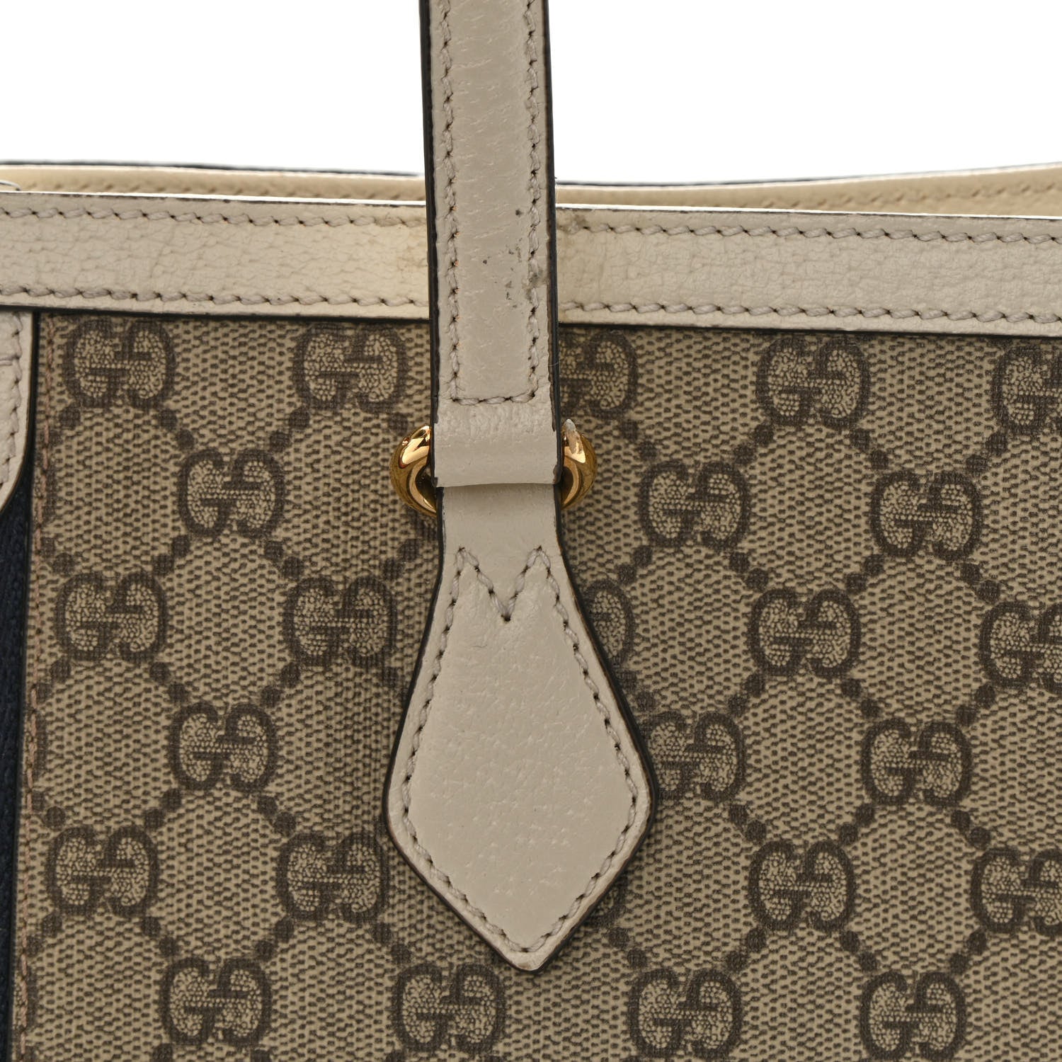 Gucci GG Supreme Monogram Textured Dollar Calfskin Web Medium Ophidia Shopping Tote Beige Ebony Mystic White 14 of 16