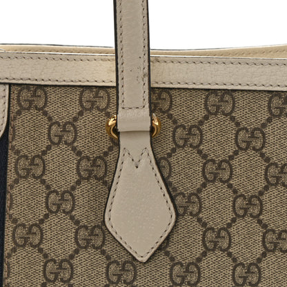 Gucci GG Supreme Monogram Textured Dollar Calfskin Web Medium Ophidia Shopping Tote Beige Ebony Mystic White 14 of 16