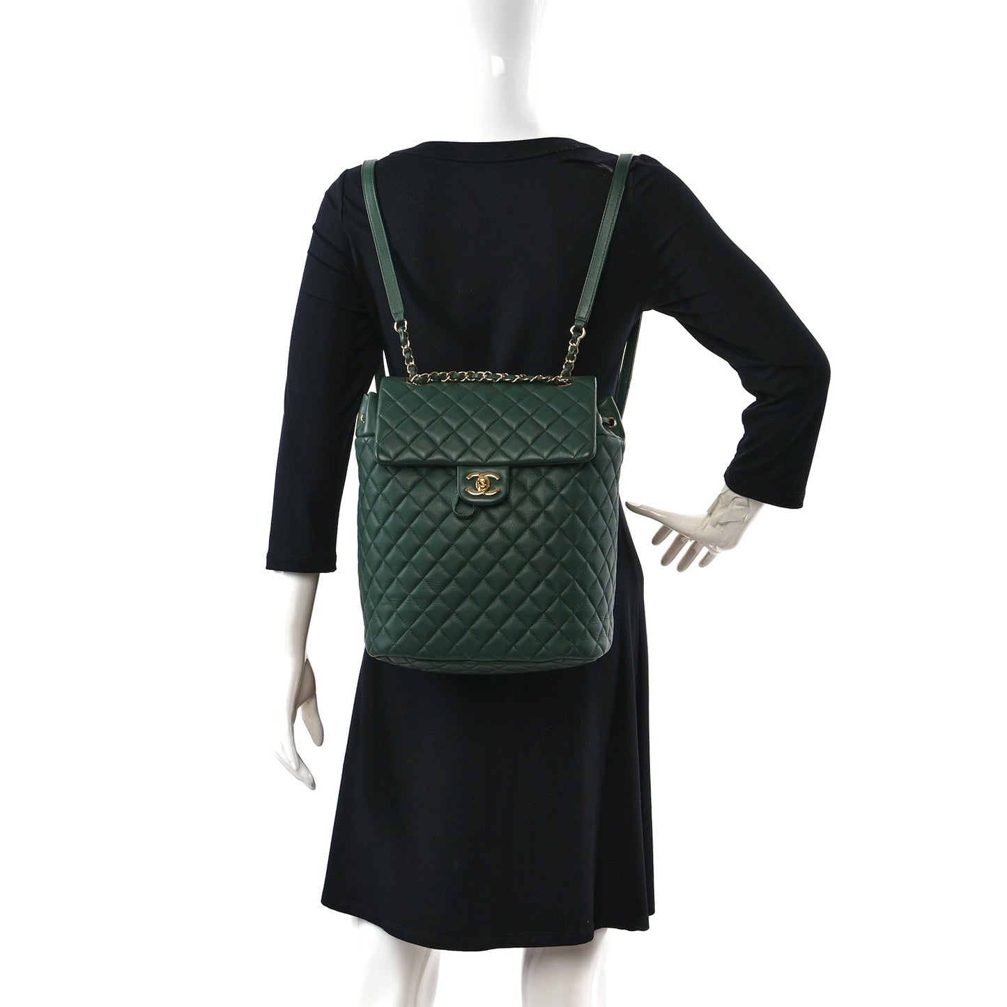 Calfskin Quilted Large Urban Spirit Backpack Dark Green