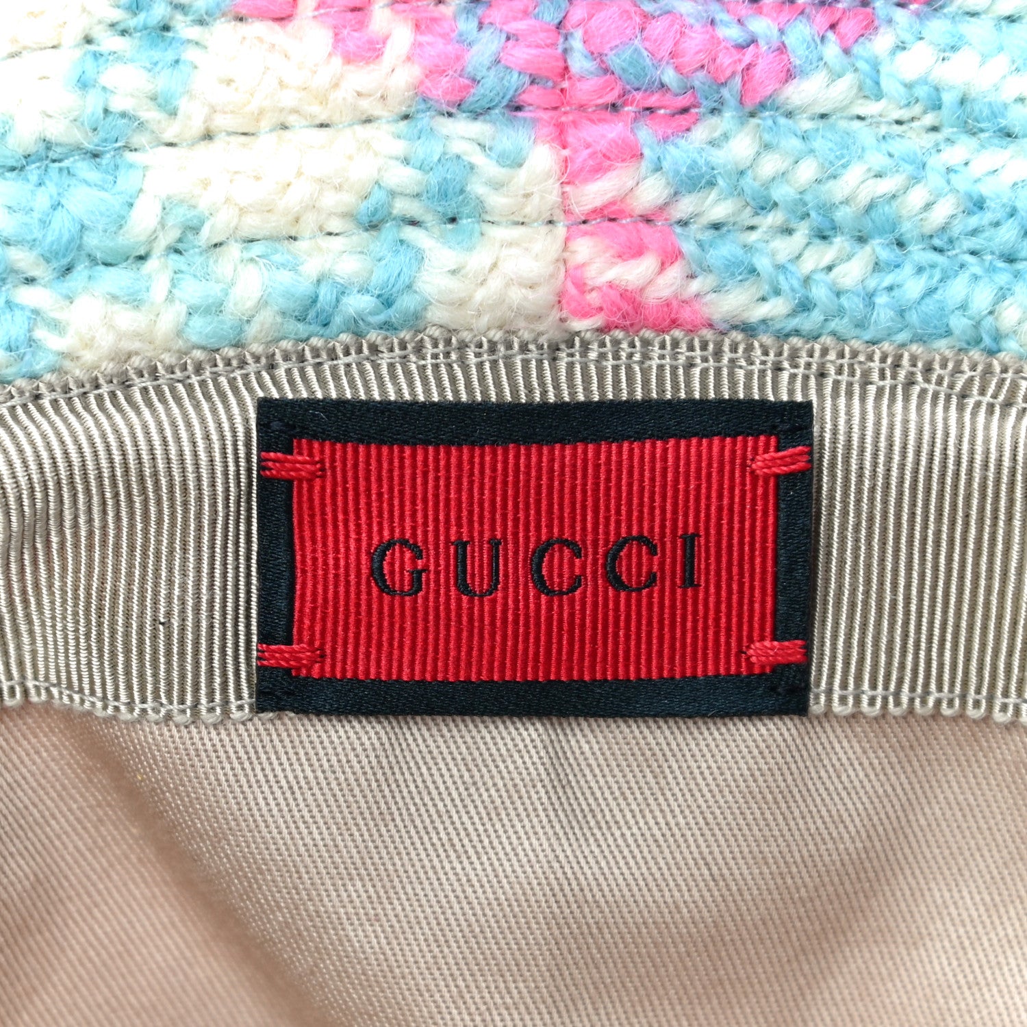 Gucci Vintage Tweed Check Bucket Hat XS Pastel 7 of 7