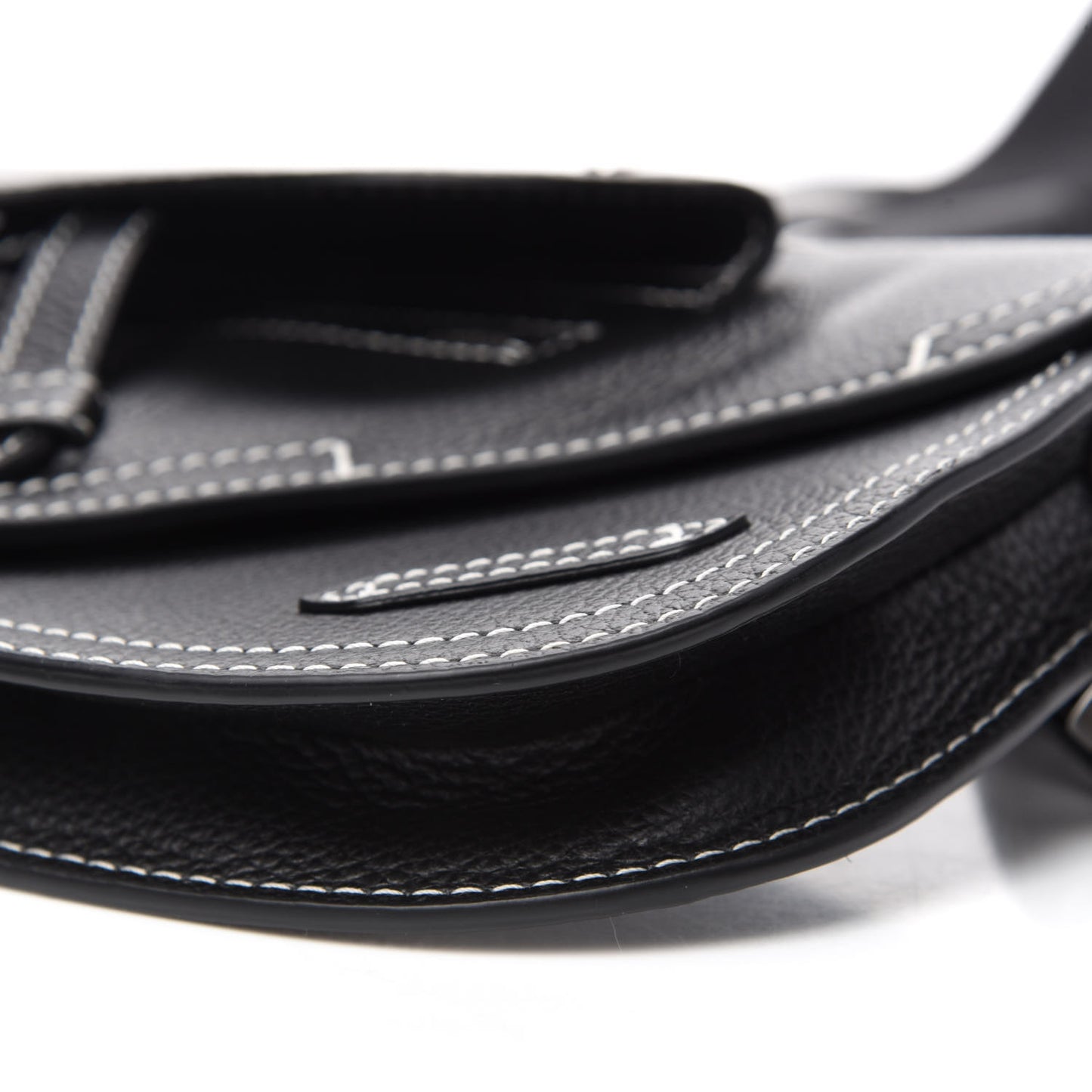 X KAWS Grained Calfskin Saddle Pouch Black