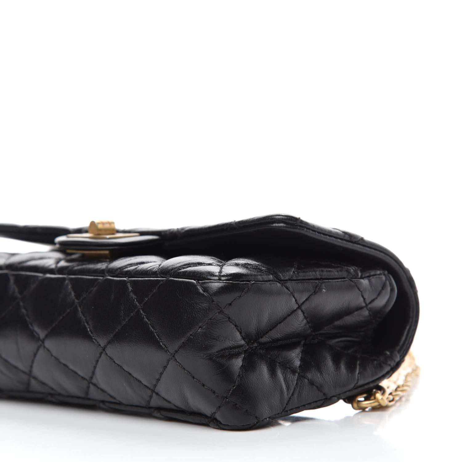 Chanel Aged Calfskin Quilted 2.55 Reissue Flap Belt Bag Clutch Black 7 of 11
