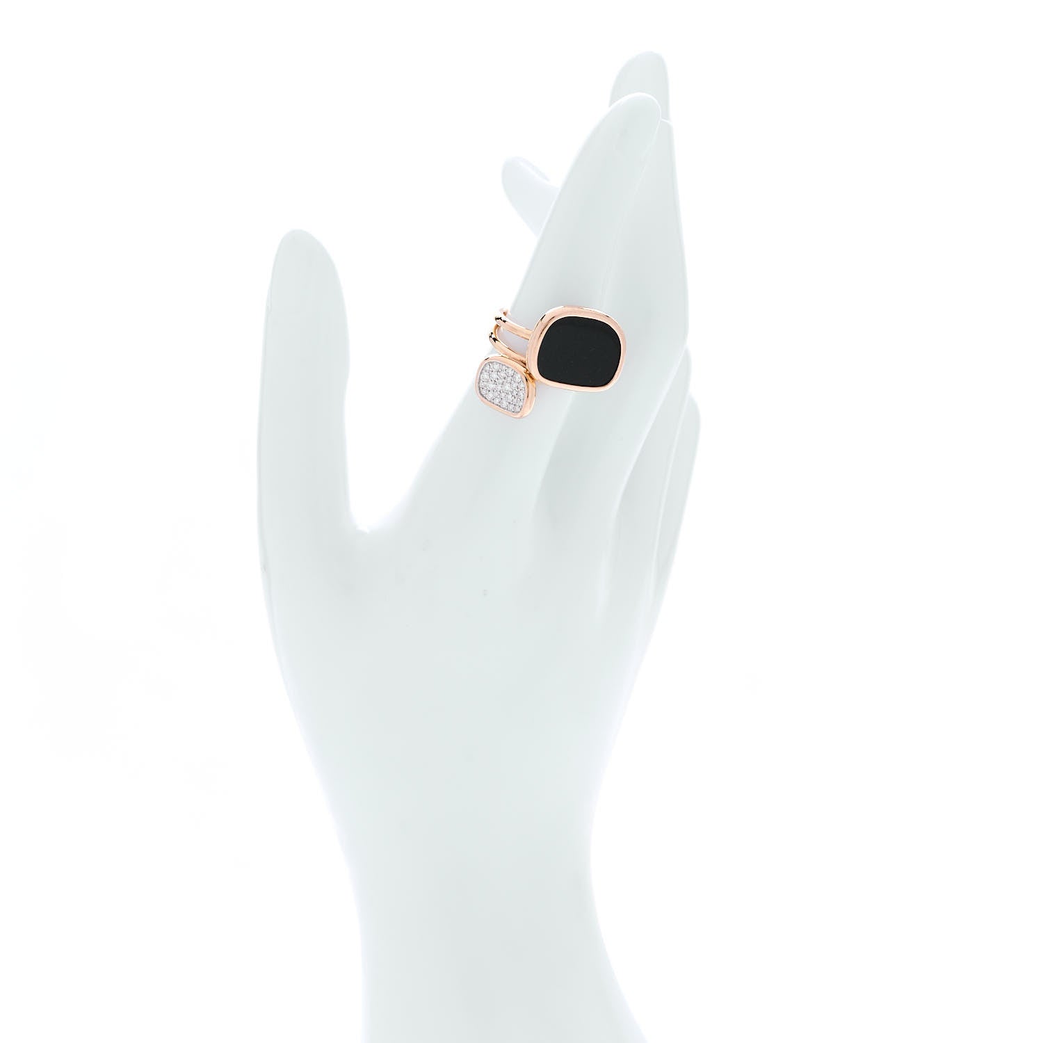 Roberto Coin 18K Rose Gold Diamond Black Onyx Amphibole Ring 53 6.5 2 of 6