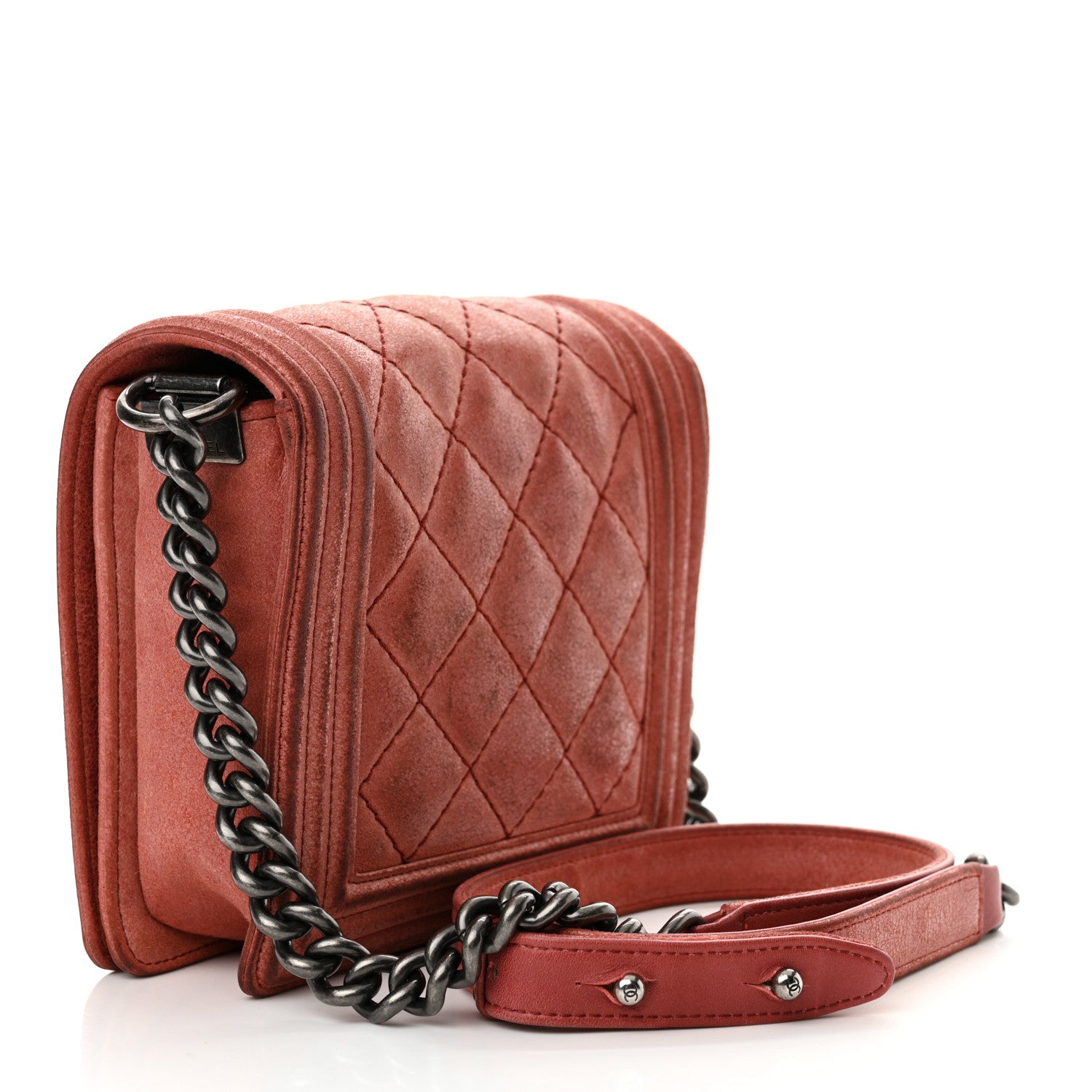 Chanel Iridescent Calfskin Quilted Small Gentle Square Boy Flap Red 3 of 18