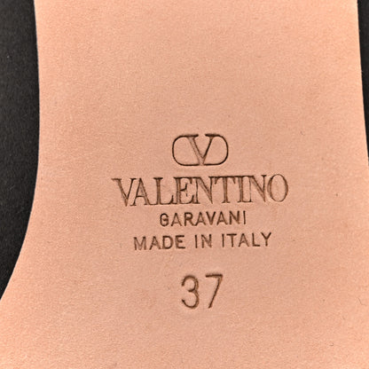 Valentino Garavani Satin Beaded Bowjane Mary Jane Ballerina Flats 37 Black 8 of 9