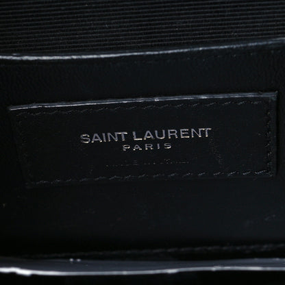 Saint Laurent Grain De Poudre Textured Mixed Matelasse Triquilt Medium Monogram Satchel Black 6 of 9