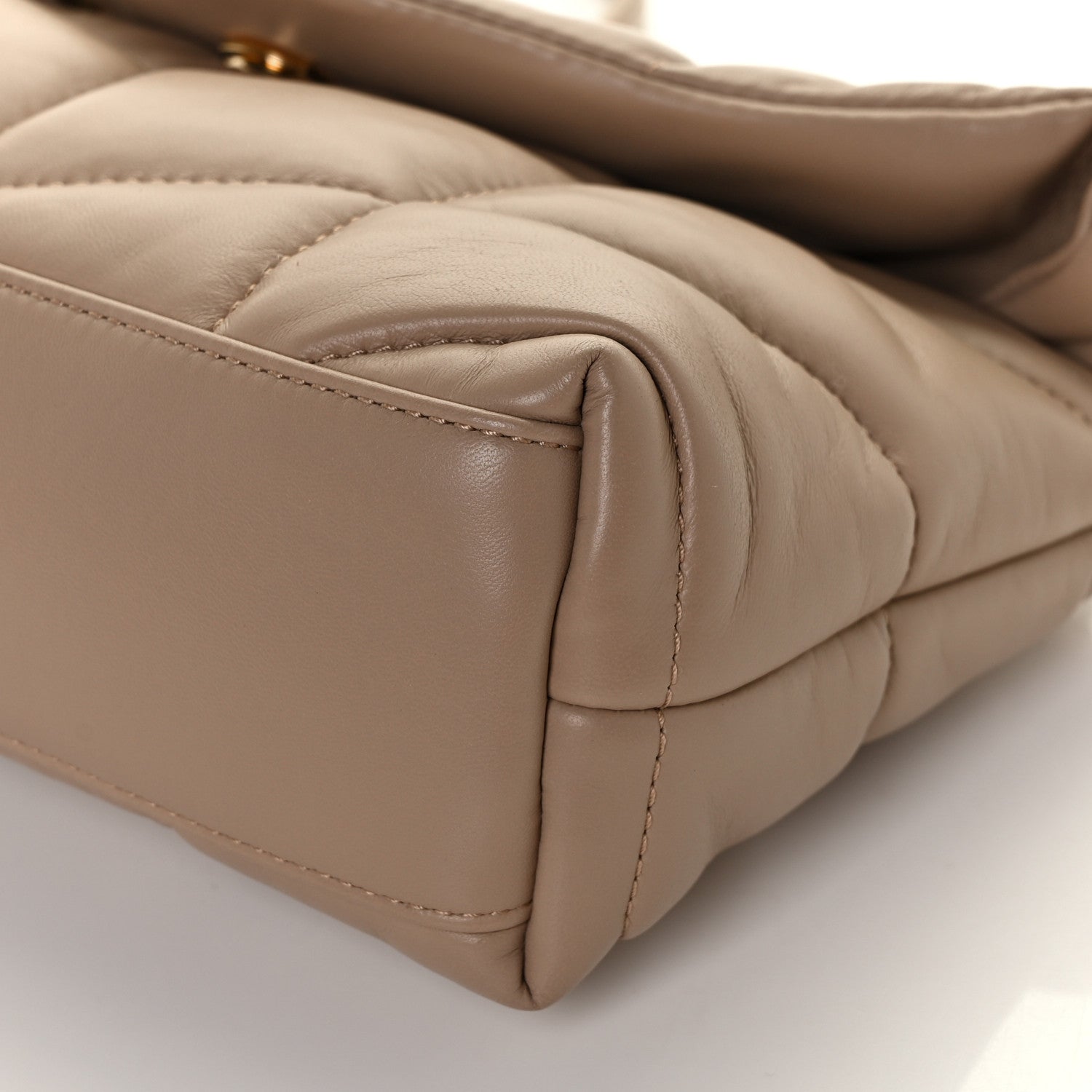 Saint Laurent Lambskin Quilted Toy Loulou Puffer Monogram Chain Satchel Dark Beige 10 of 11