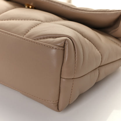 Saint Laurent Lambskin Quilted Toy Loulou Puffer Monogram Chain Satchel Dark Beige 10 of 11