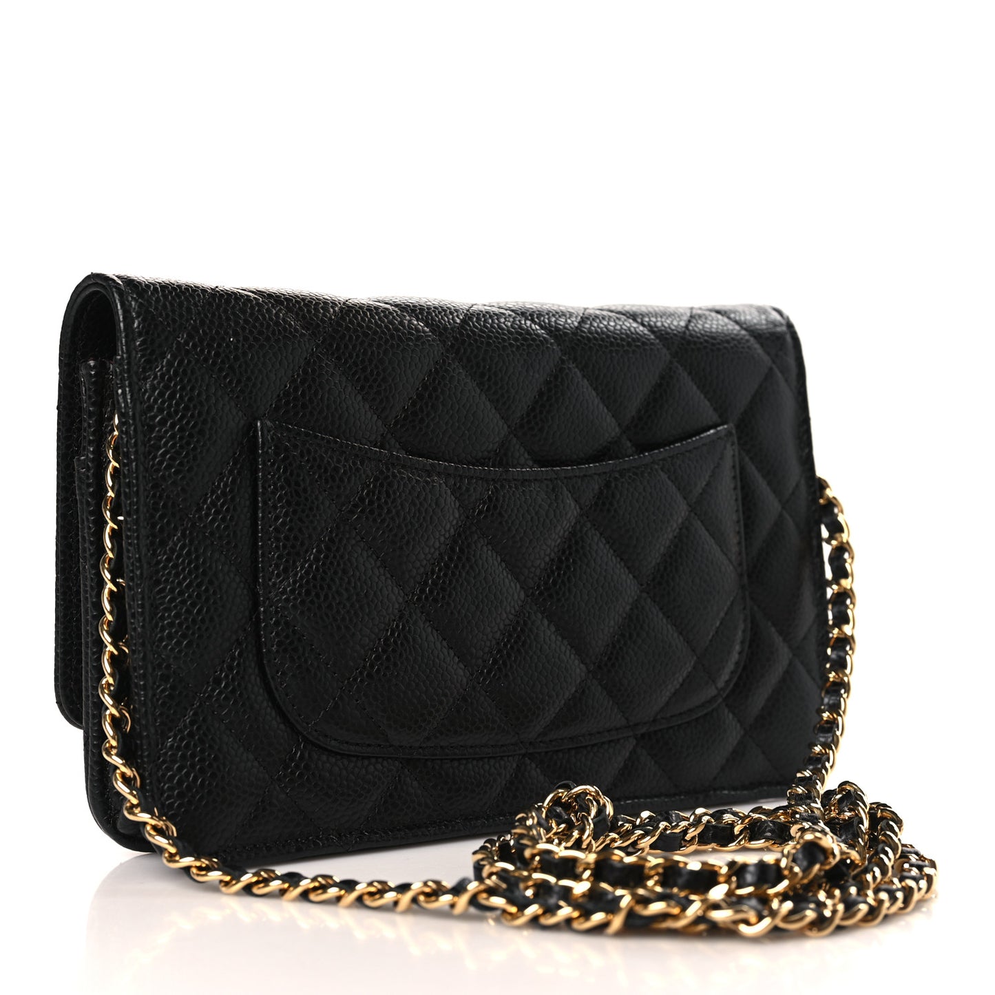 Caviar Quilted Wallet on Chain WOC Black