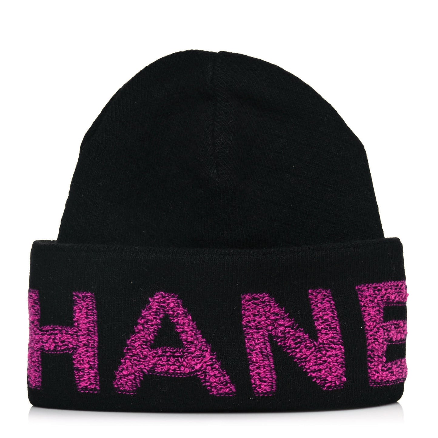 Cashmere Logo Beanie Hat Black Fuchsia