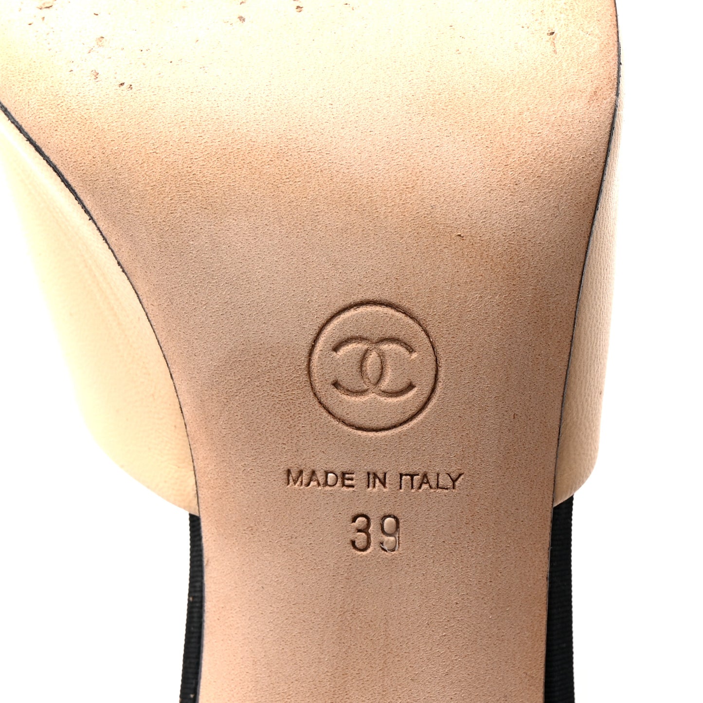 Goatskin Grosgrain Cap Toe Pearl Mule 39 Beige Black