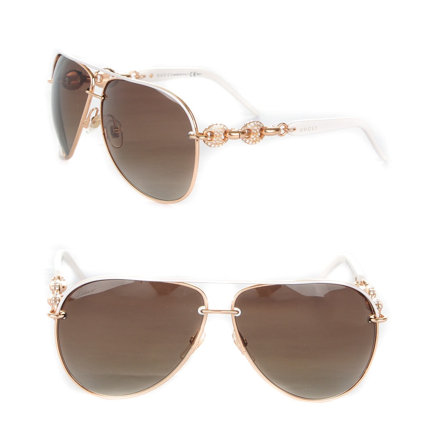 Crystal Marina Chain Aviator Sunglasses 4230/S White