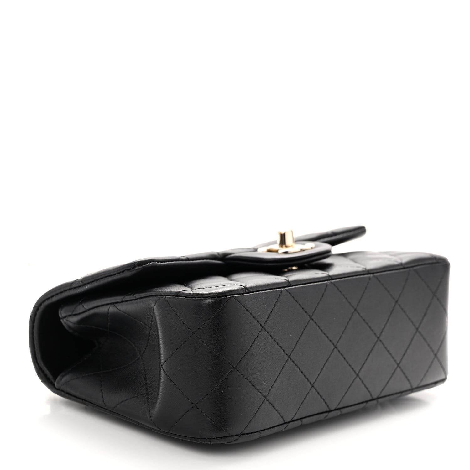 Chanel Lambskin Pearl Crystal Quilted Mini CC Lion Charm Top Handle Rectangular Flap Black 4 of 11