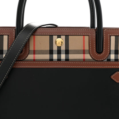Burberry Calfskin Vintage Check Small Two Handle Title Bag  Black 7 of 14