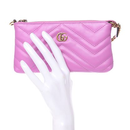 Gucci Calfskin Matelasse Mini GG Marmont Chain Bag Candy Mousse 2 of 9
