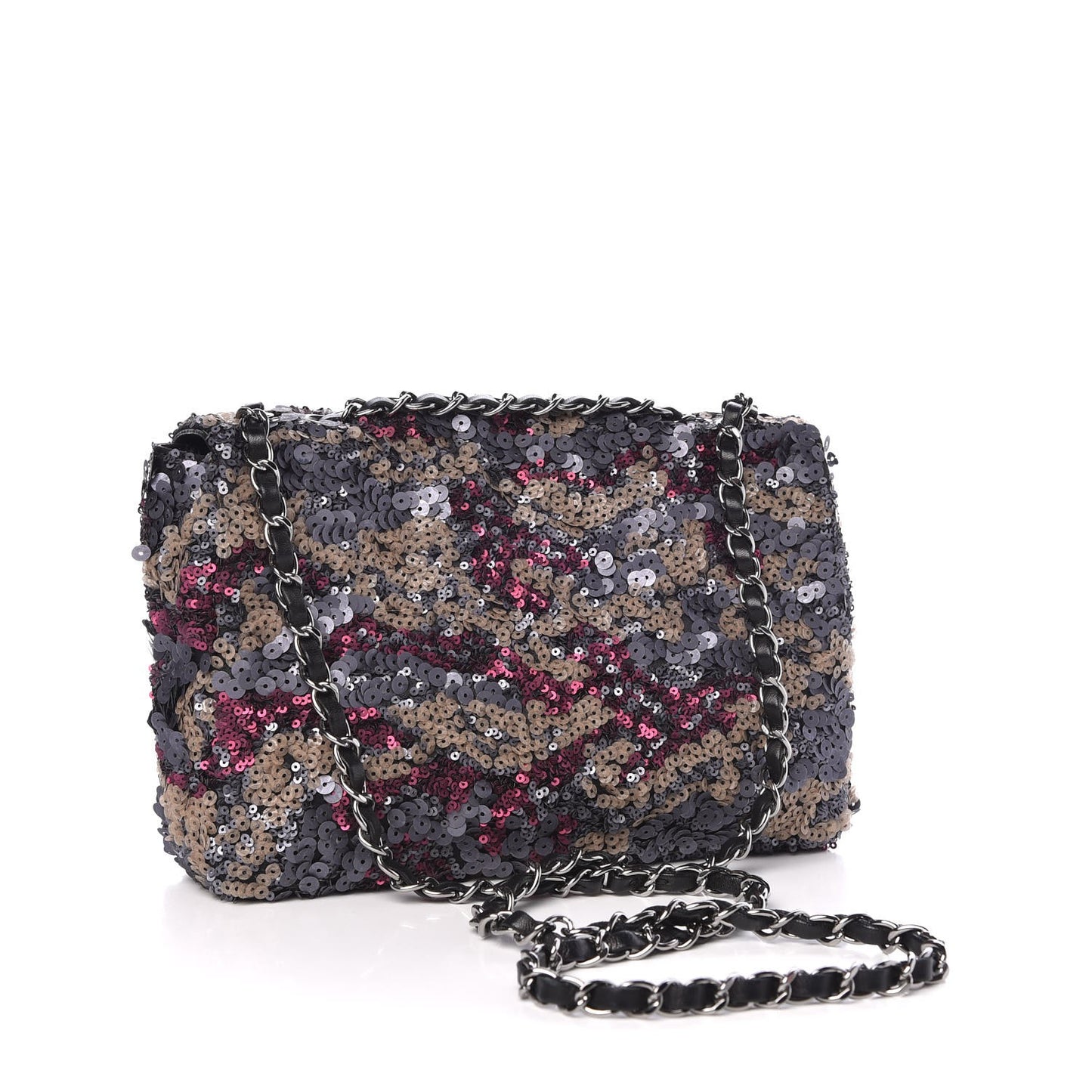 Sequin Medium Single Flap Anthracite Taupe Bordeaux