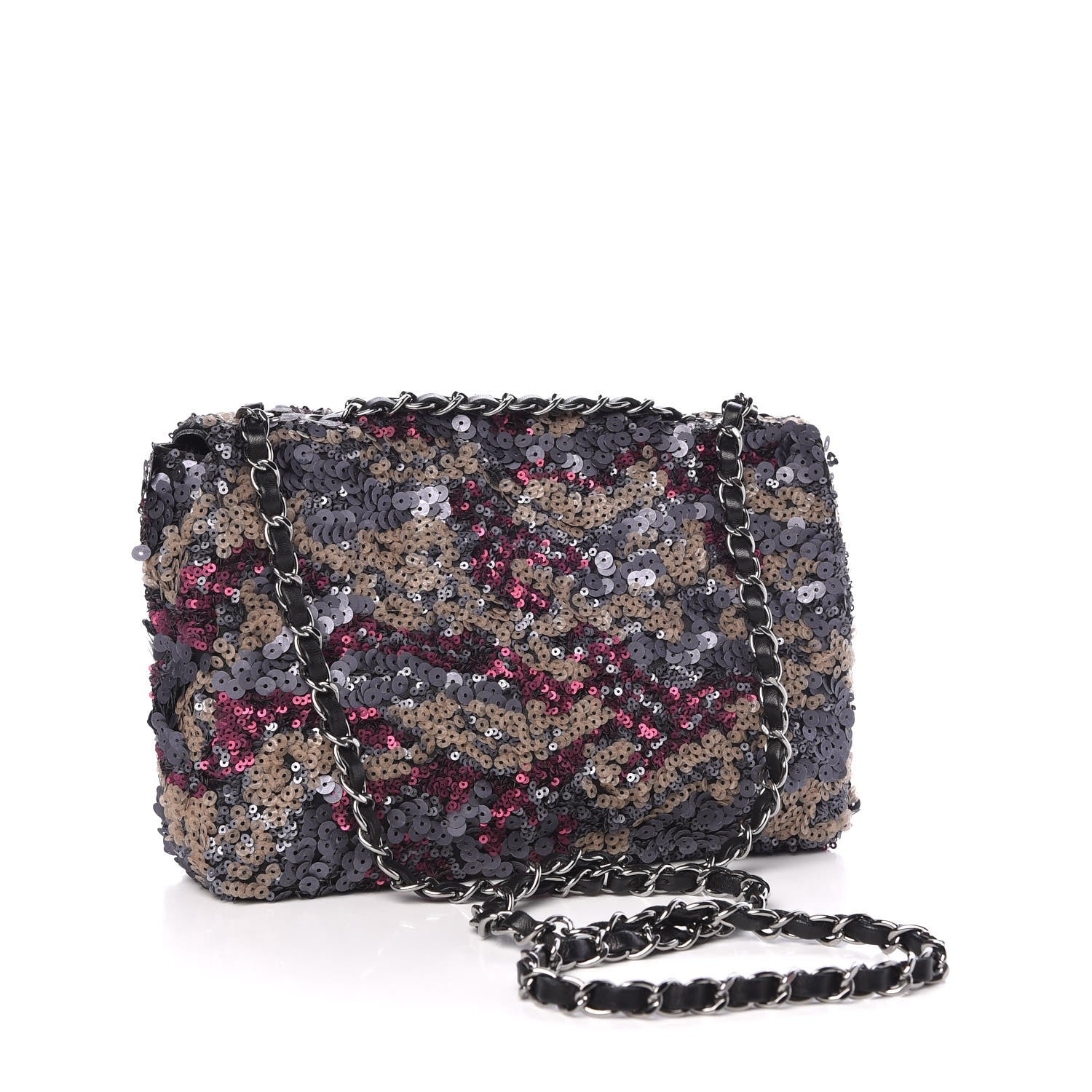 Chanel Sequin Medium Single Flap Anthracite Taupe Bordeaux 4 of 8