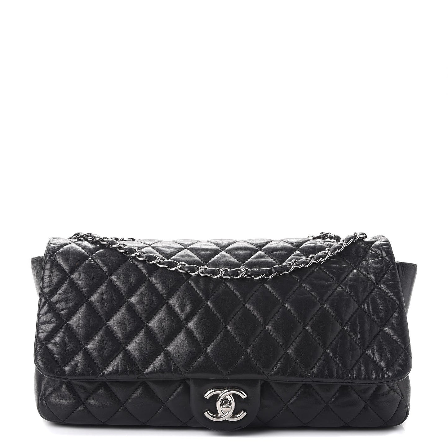Lambskin Jumbo Coco Rain Flap Black